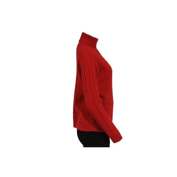 Sutton Studio Cashmere Womens Turtleneck Sweater Medium Red Cable Pullover - Picture 7 of 12